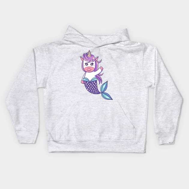 Mermaid Unicorn Kids Hoodie by PeppermintKamz